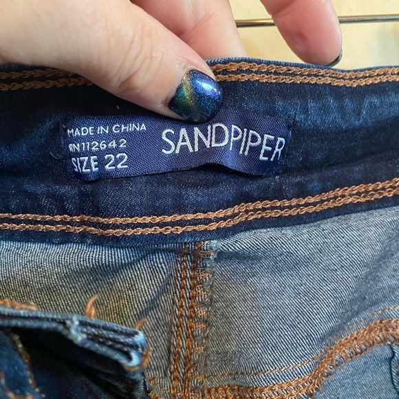 Sandpiper Destressed Denim Shorts Sz. 22 - Picture 3 of 5